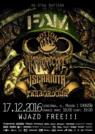 40-tka Rafiego czyli koncert F.A.M., BOTTOM, HORRORSCOPE, ISCARIOTA i TERRORDOME w chorzowskiej Leśniczówce