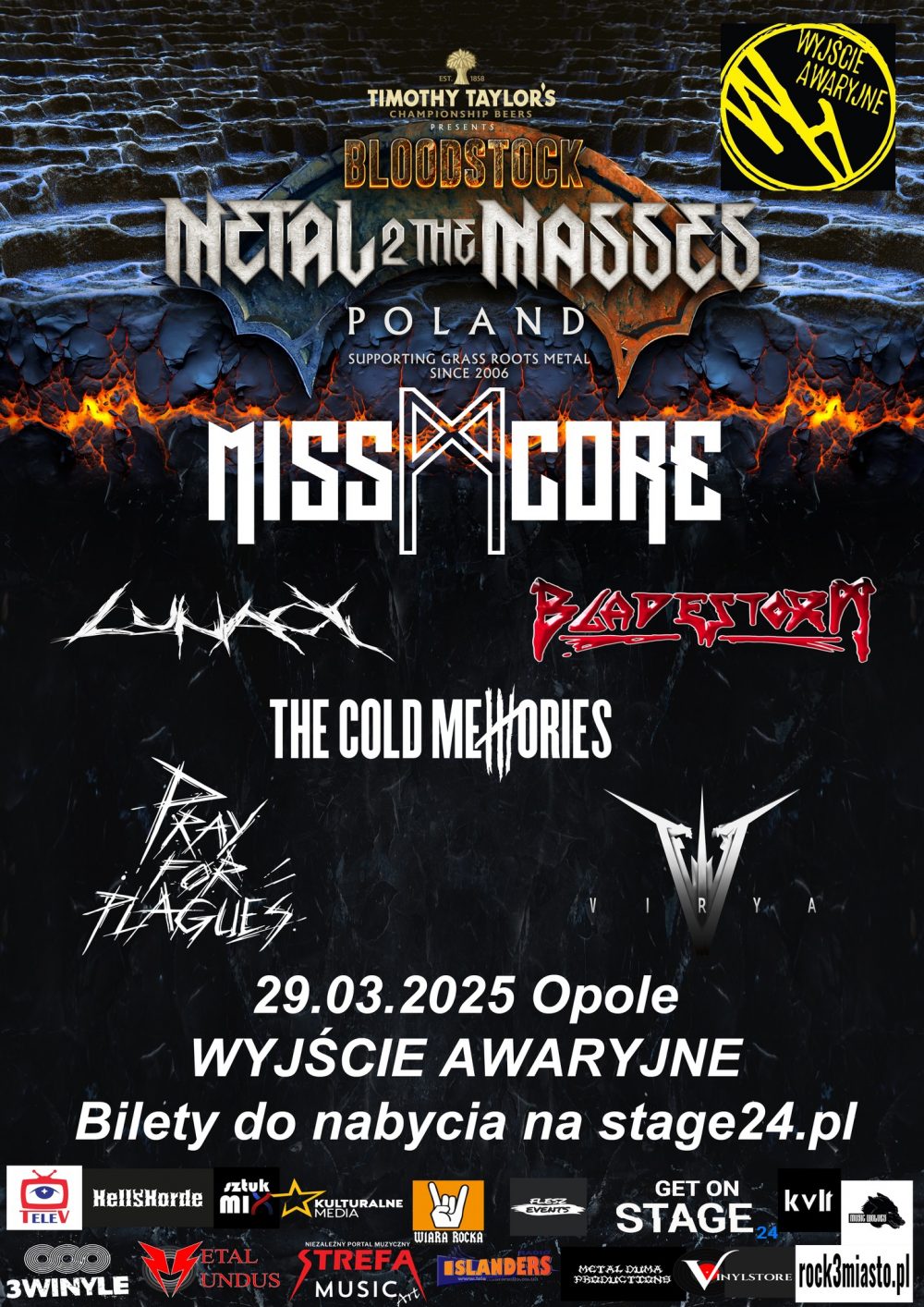 Bloodstock Metal 2 The Masses Poland - MISSCORE, LUNACY, PRAY FOR PLAGUES, BLADE STORM, VIRYA, THE COLD MEMORIES - Wyjście Awaryjne, Opole