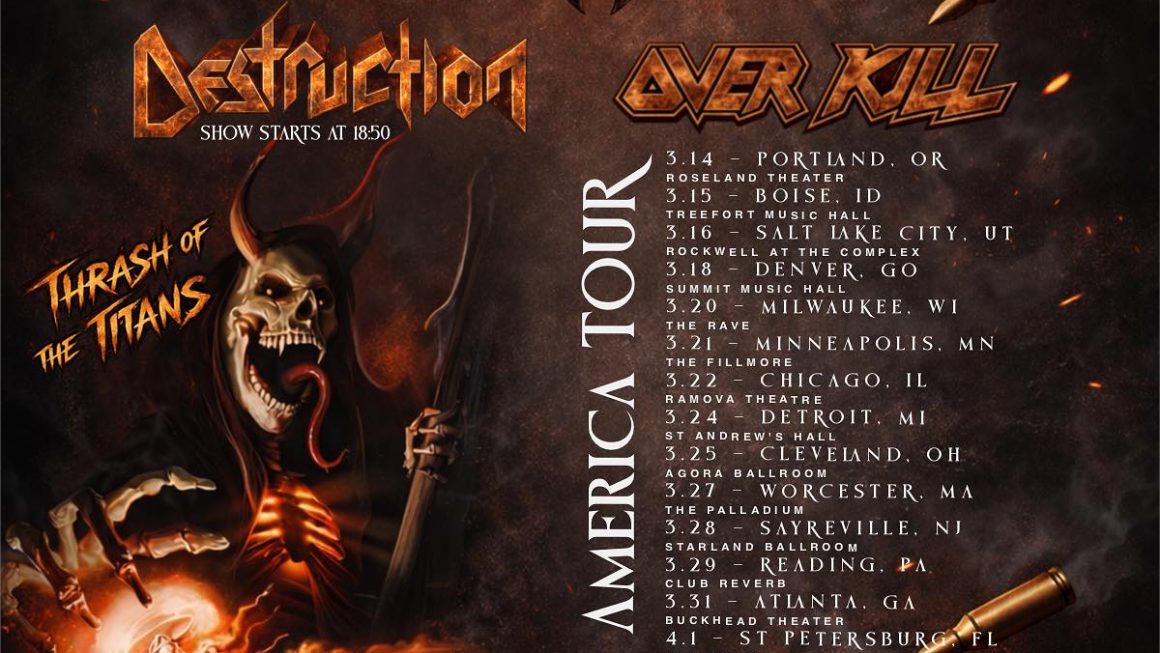 THRASH OF THE TITANS US TOUR 2026 kicks off today with TESTAMENT, OVERKILL and DESTRUCTION