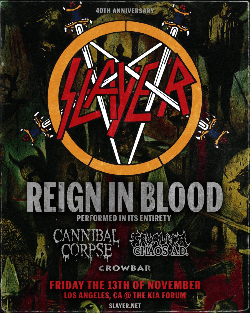 SLAYER Announce  “Reign in Blood” 40th Anniversary Show