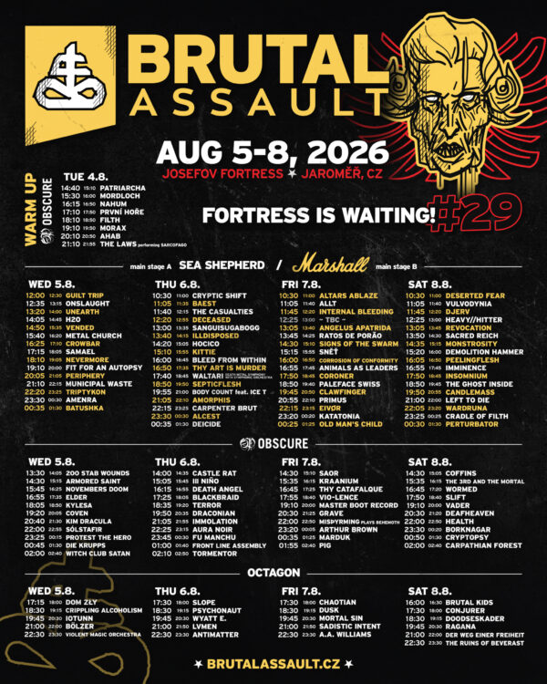 BRUTAL ASSAULT 2026 – complete daily schedule revealed
