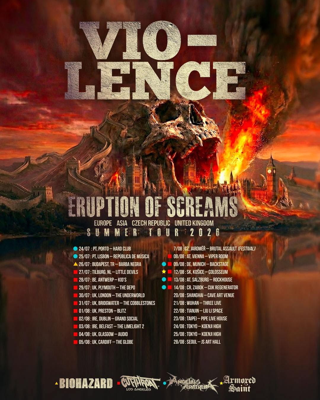 VIO-LENCE Announce "Eruption of Screams" Summer 2026 Tour