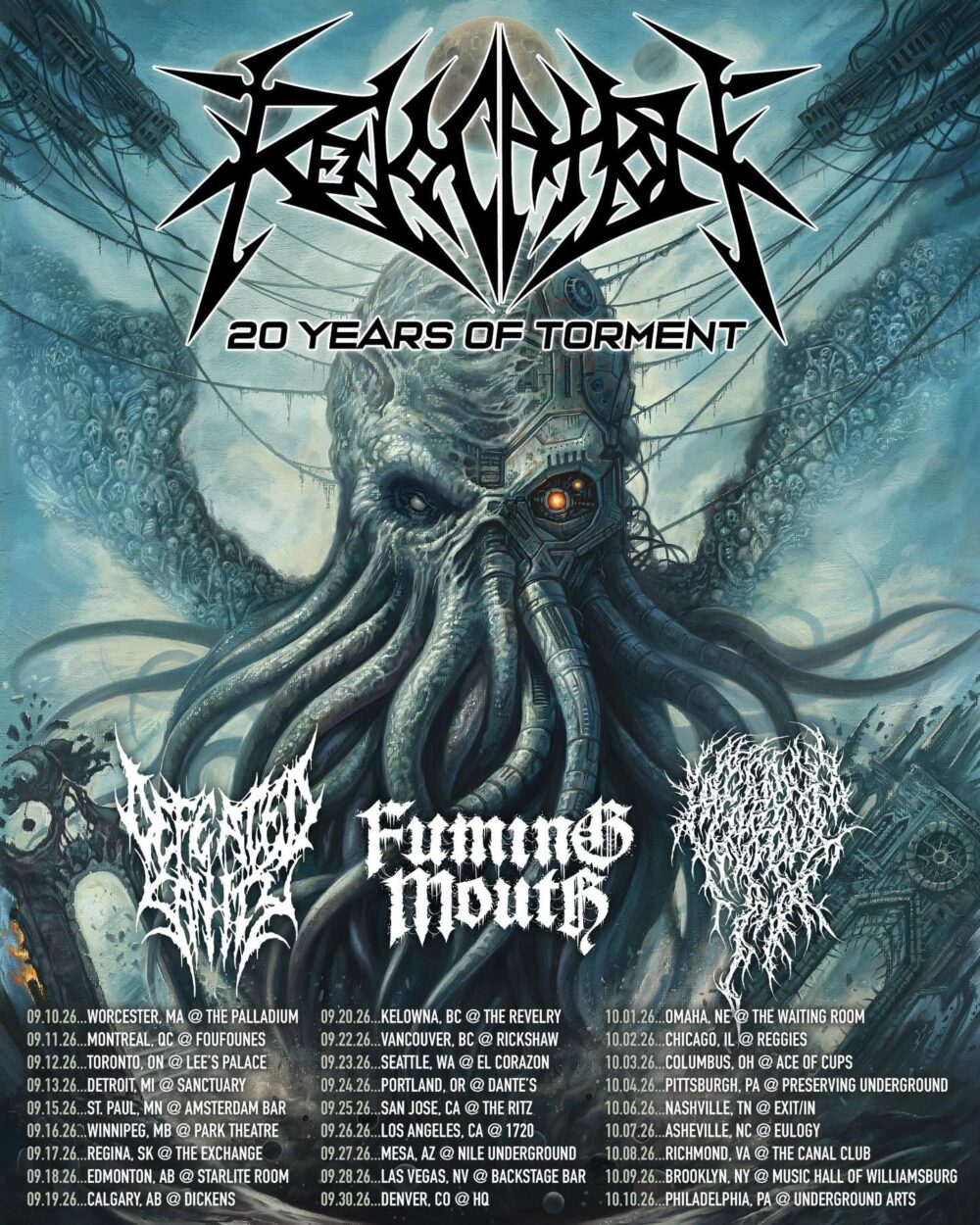 REVOCATION Announce “20 Years Of Torment” North American Tour with FUMING MOUTH, DEFEATED SANITY & WEEPING