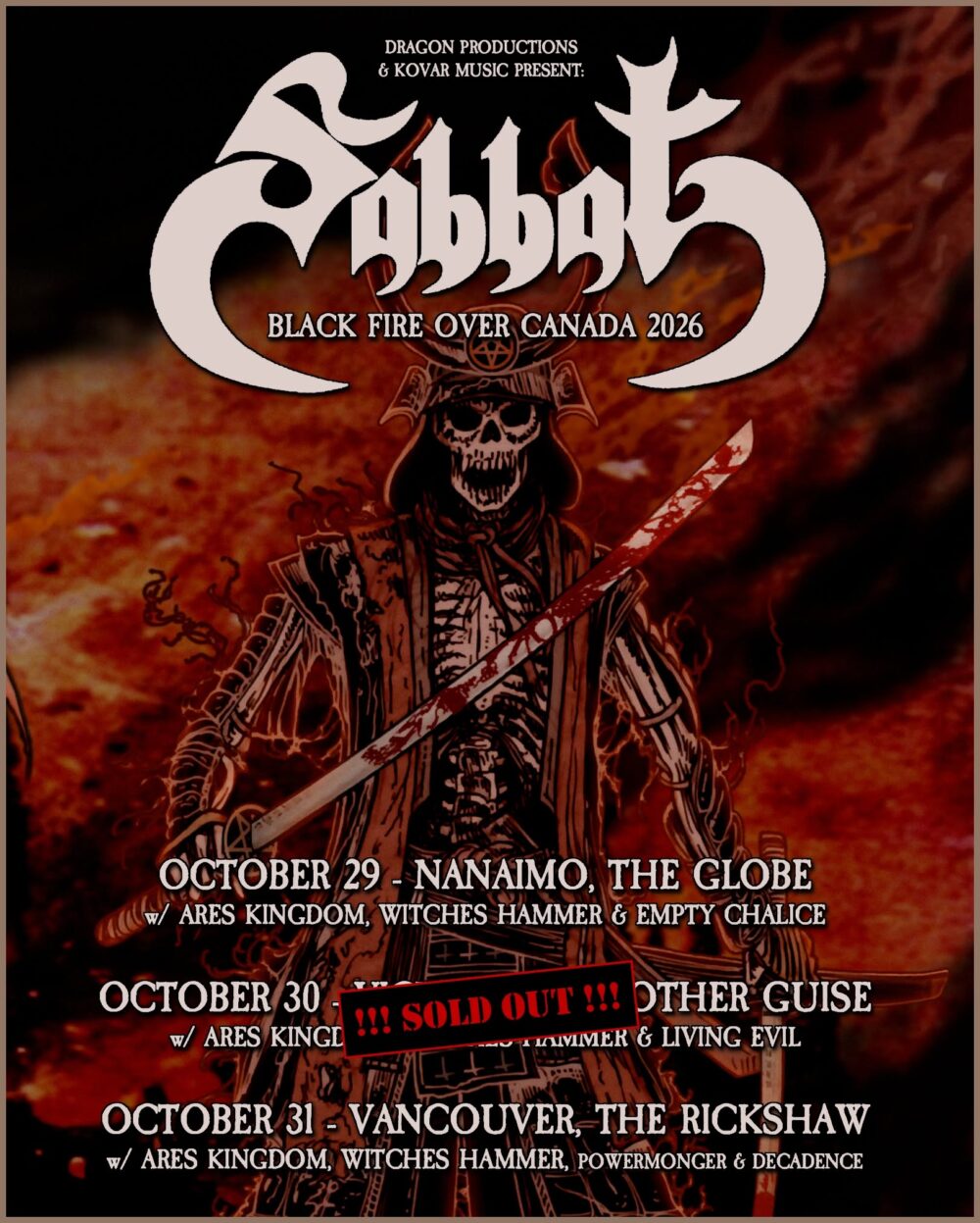SABBAT Black Fire Over Canada 2026